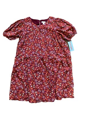 cat and jack burgundy dress NEW Cat & Jack Orange Burgundy Purple Plaid Gauzy Cotton Dress