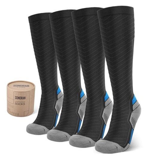 Compression Socks for Men & Large-X-Large A1-(2 Pairs) Black With Egyptian Blue-image