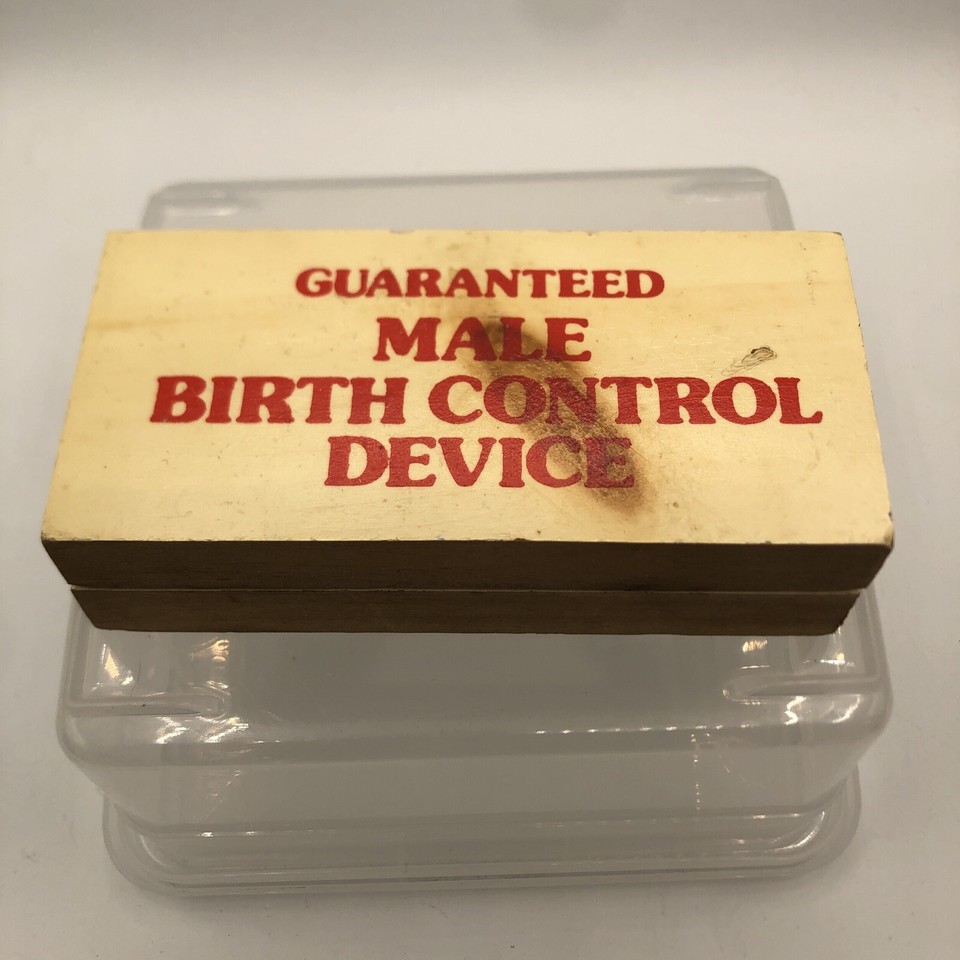A 1976 gag gift booklet on 'Guaranteed Male Birth Control' — a cheeky vintage artifact of 70s gender humor that reads as a genuinely funny piece of social history.