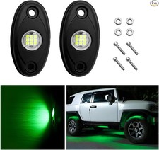 2 PCS LED Rock Lights, IP67 Waterproof Neon Trail Rig Lamp Lighti Color: Green