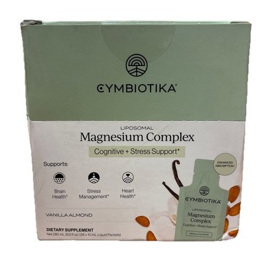 NEW & SEALED Cymbiotika Liposomal Magnesium Complex Vanilla Almond 28ct EXP 1/27