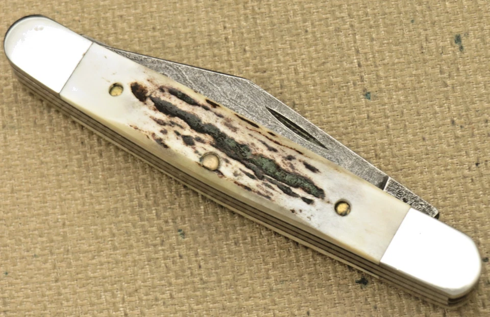 Винтажный PARKER EDWARDS США Stockman нож - Дамаск лезвия - изящный олень ручки - Изображение 4 из 4