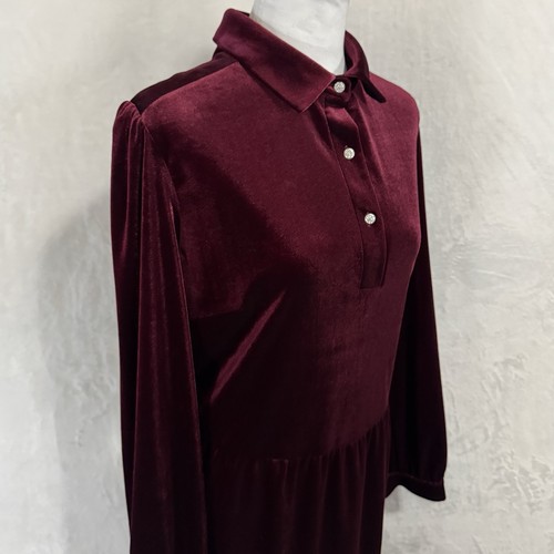 Jude Connally Henley Velvet Mini Dress Size XL Garnet Maroon Boho Gypsy Witch - Picture 6 of 16