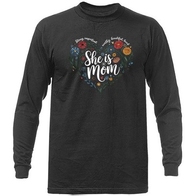 She Is Mom Floral Heart Mom Mother's Day Gift Long Sleeve Shirt