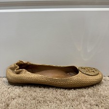 Tory Burch Reva Ballet Flats Shoes Womens Size 8 Gold Metallic Snake Medallion