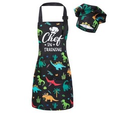 Kids Apron and Chef Hat Set, Funny Apron with 2 Pockets