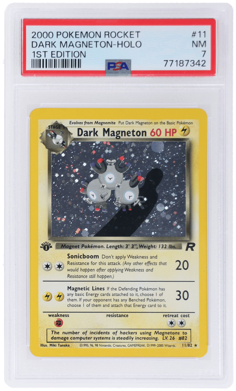 2000 Pokemon Team Rocket Dark Magneton 1st Edition Holo #11 PSA 7