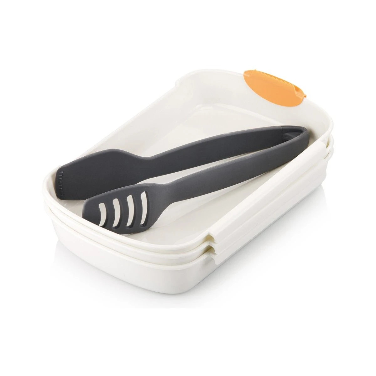 Tescoma Panierschalen Set 3-teilig mit Zange, Panierstrasse für Schnitzel | spülmaschinenfest, stapelbar, Küchenzubehör zum sauberen Panieren, Produktlinie Presto - Bild 3
