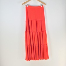 Tory Burch maxi skirt womens aus 8 red tiered peasant zip 118100