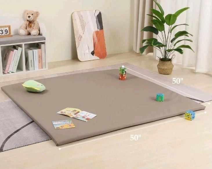 New 50"x50" Leather Baby Play Mat, 2" Memory Foam Tummy Time