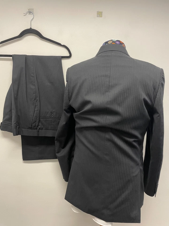 TRAJE JAEGER 2 PIEZAS EN LANA PURA A RAYAS NEGRAS 40R TRS W34 L33 EC (0616) Foto 4 de 4