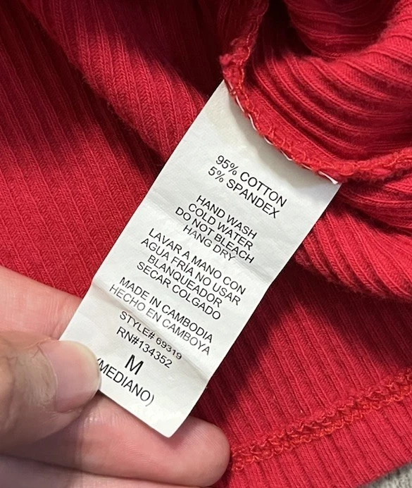 Ambiance 红色罗纹吊带背心 M 码弹力 Y2K 基本款夏季休闲 — 第 4/4 张图片