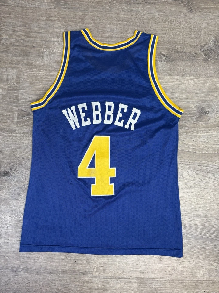 Camiseta Vintage Anos 90 Champion Golden State Warriors Chris Webber #4 Tamanho 40 - Imagem 3 de 4