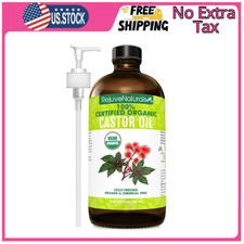RejuveNaturals Castor Oil 16oz Glass Bottle USDA Certified Organic100 Pure