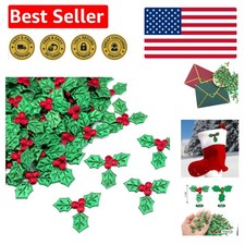 100 Artificial Holly Berries with Triple Leaves - Perfect for Holiday Crafting
