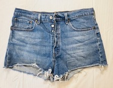 VTG Levi s 501 Cutoff Denim Shorts Distressed Medium Blue 36 Waist 10 Inseam