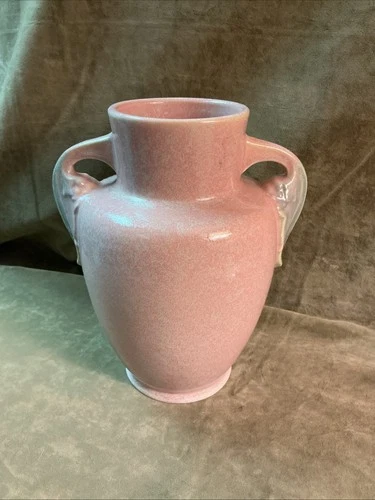 1920s Roseville Art pottery pink/grey Tuscany pattern tall vase minor as is