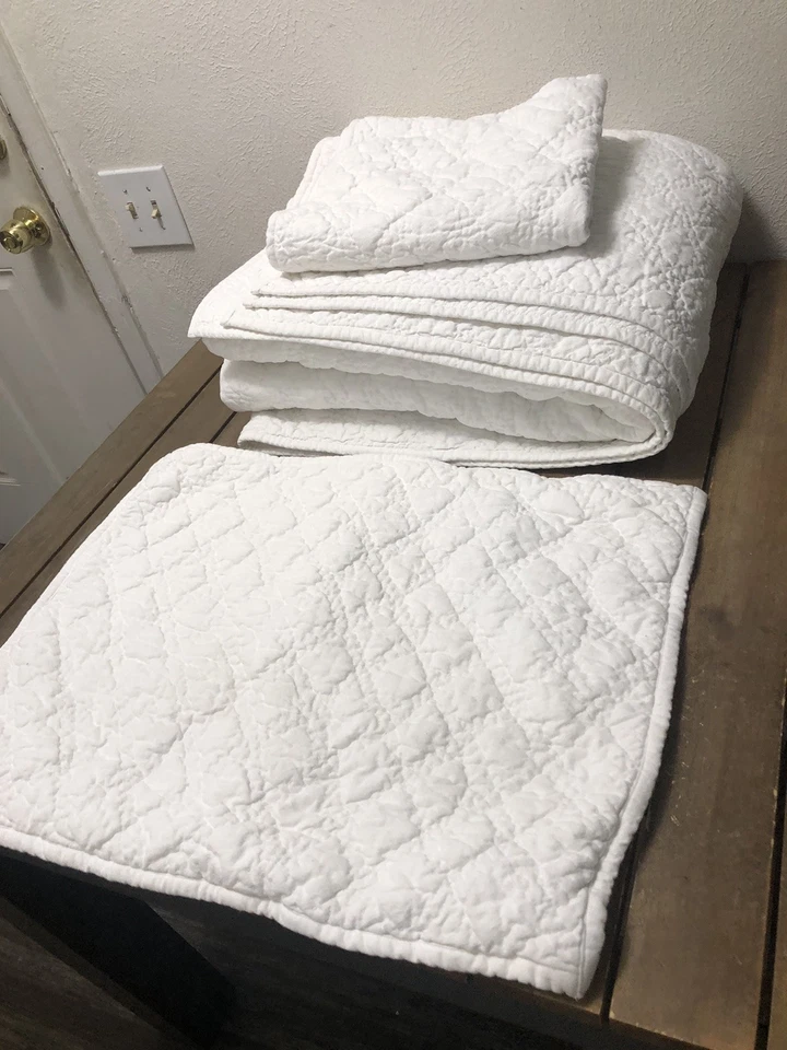 "Juego de edredón Elisabeth York Queen 2 fundas blancas hechas a mano ropa de cama de lujo 86x94""" Foto 3 de 4