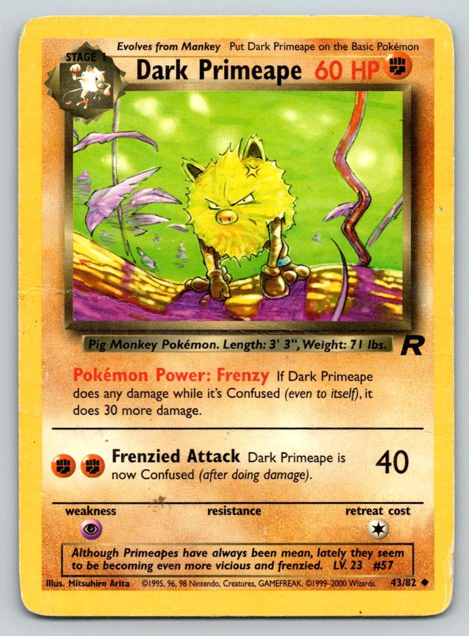 DARK PRIMEAPE 43/82 UC TEAM ROCKET POKEMON UNLIMITED HP ARITA