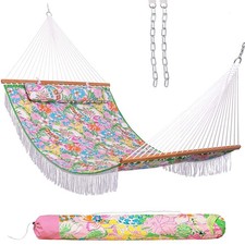Lazy Daze Hammocks 12 FT Double Layered Quilted Fabric Hammock Swing with Pil...