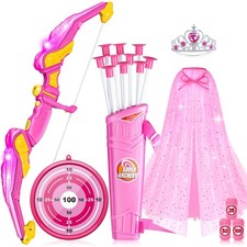 Kids Bow and Arrow Set Toys for Girls, LED Light Up Archery Bow Set with Prin...