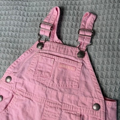 Vintage Baby Gap Pink Short Overalls 6-12 Mo Carpenter Twill Bibs Girls Y2K