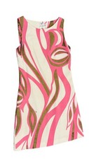Versace ITTIERRE Dress Pink Gold Abstract Print Sleeveless Mini Shift Italy, sz4