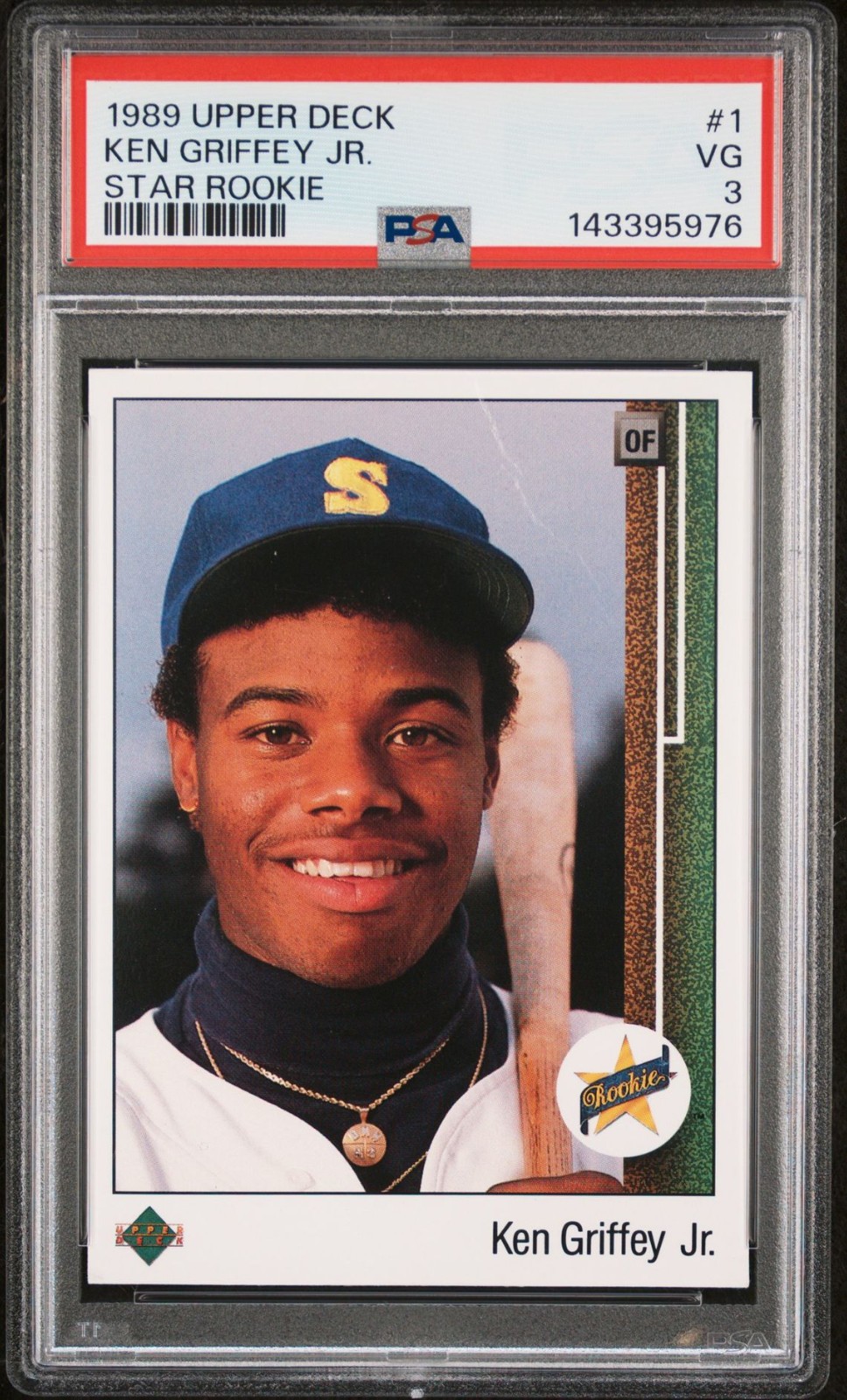 1989 UPPER DECK STAR ROOKIE KEN GRIFFEY JR #1 * MARNERS* HOF * VERY GOOD PSA 3