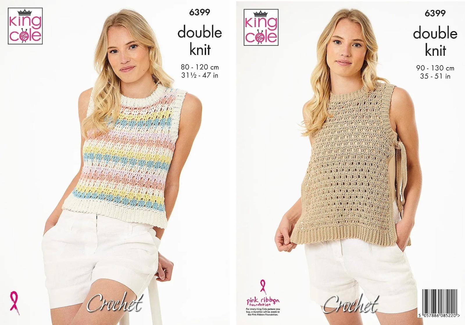 Crochet Pattern 6399 Double Knit DK Womens Sleeveless Tank Tops King Cole - Image 2