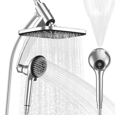 12 Inch Rainfall Shower Head Handheld Combo 8 Spray Settings Power Wash Chrome T