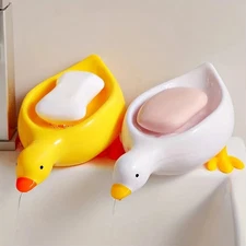 Cute Duck-Shaped Self-Draining Soap Tray – Bathroom Sink & Shower Holder