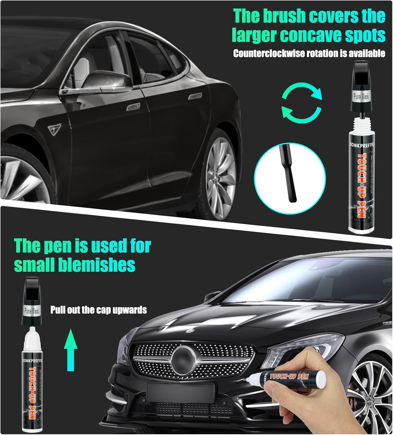 Black Touch Up Paint for Cars, Car Scratch Repair, Premium Automotive Scratch