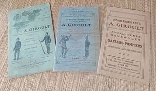 At10 Lot 3 catalogues equipement Pompiers Ets A. Giroult 1891/1906/1924