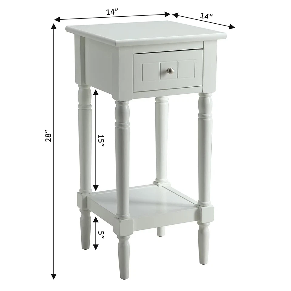 French Country Khloe Accent Table 1 Drawer Shelf Stylish Home Decor 14 Inch - Image 3 of 4