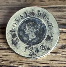 victorian c1843 royal mint brass half sovereign weight 3.98 grams