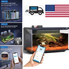 Smart Aquarium 5 Gallon Glass Fish Tank with Self Cleaning System and LED Lights