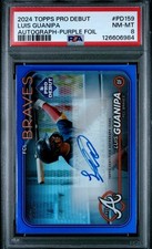 2024 TOPPS PRO DEBUT AUTO-PURPLE FOIL #PD159 LUIS GUANIPA 233/299 PSA 8