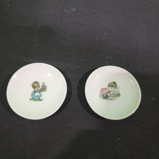 Lot of 2 Vintage Children's Miniature Porcelain Saucers Made in Japan