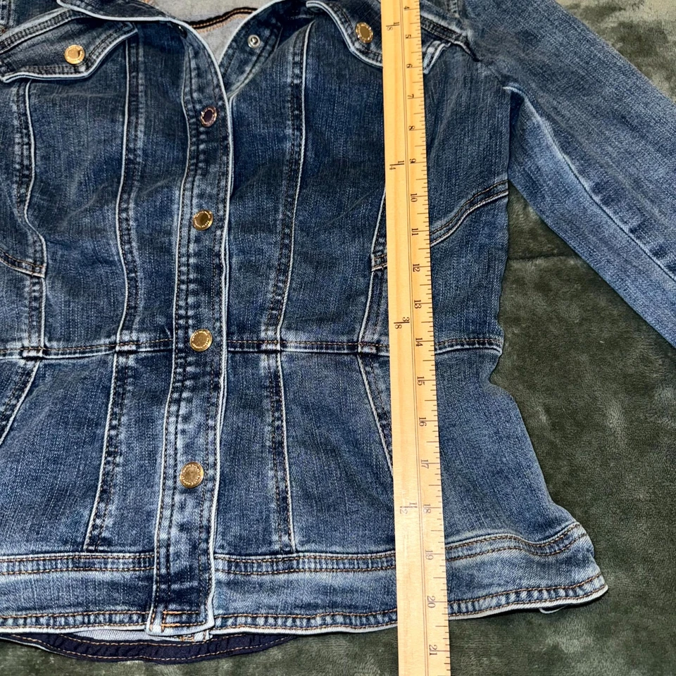 Chaqueta vaquera White House Black Market para mujer pequeña azul denim algodón elástico Foto 4 de 4