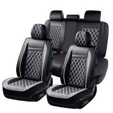 Seat Cover 5 Layers, Car Seat Covers Full Set 5pcs Full Set 02FS Black White