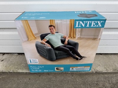 Intex Inflatable Pull Out Sofa Chair with Twin Sized Air Bed Mattress (Open Box)