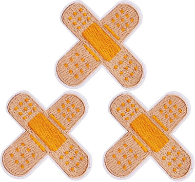 Sew or Iron on Embroidered Patches | Creative Cross-Shaped Band-Aid Design with