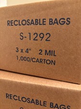OEM Original ULINE S-1292 Poly Reclosable Zip Bag 1000/box 3" X 4" 2 Mil Thick