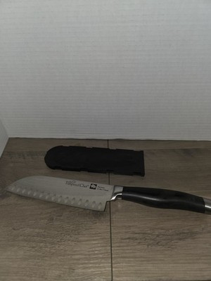 The Pampered Chef Santoku Knife German Stainless Steel Blade With Cover Black