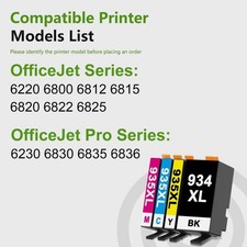 4pk Genuine HP 934XL High Yield Black  935 Color OfficeJet 6820 6835 6830
