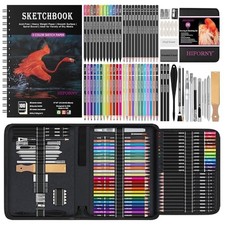 HIFORNY 176 PCS Art Supplies Drawing Set Sketching Kit with 100 Sheets 3-Colo...