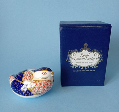 (342) Royal Crown Derby WACHTEL Briefbeschwerer # Silber Stopper # neuwertig & verpackt