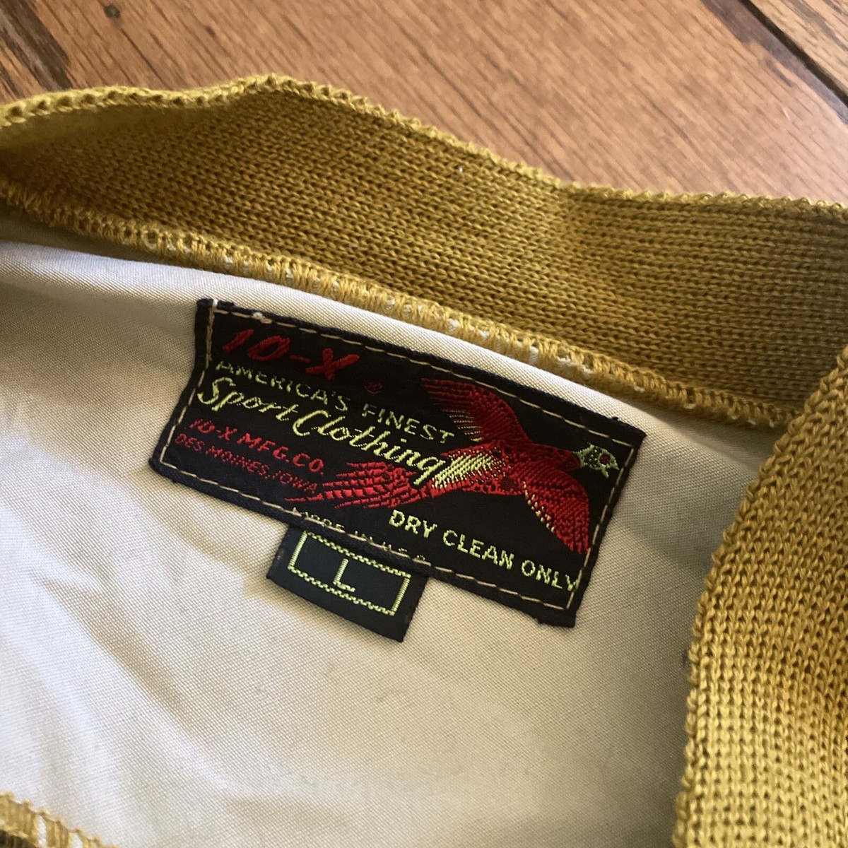 Vintage 10-X Cardigan USA Hunting Shooting Jacket Large Leather 