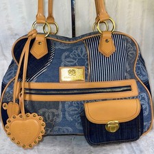 Nwot Rare Sharif 1827 Denim Patch And Leather Satchel