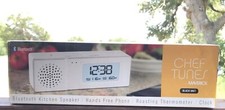 NEW- Bluetooth Kitchen Speaker-Hands Free Phone-Roasting Thermometer-Clock-Black